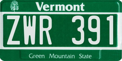 VT license plate ZWR391
