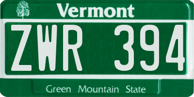 VT license plate ZWR394