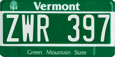 VT license plate ZWR397