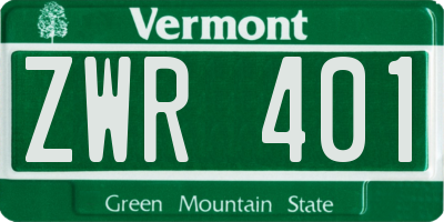 VT license plate ZWR401