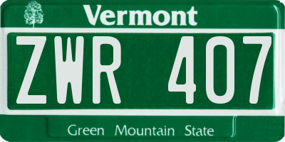 VT license plate ZWR407