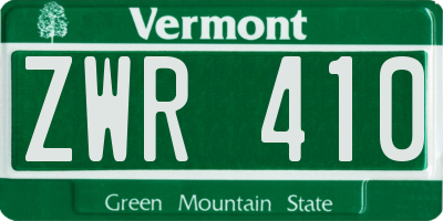 VT license plate ZWR410