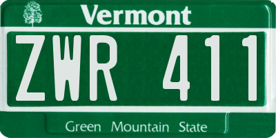 VT license plate ZWR411