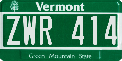 VT license plate ZWR414