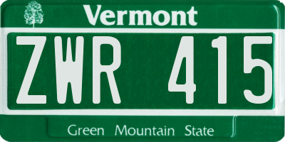 VT license plate ZWR415