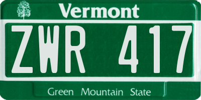 VT license plate ZWR417