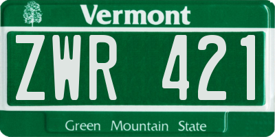 VT license plate ZWR421