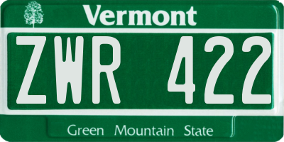 VT license plate ZWR422