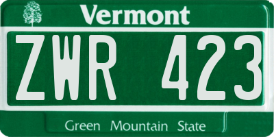 VT license plate ZWR423