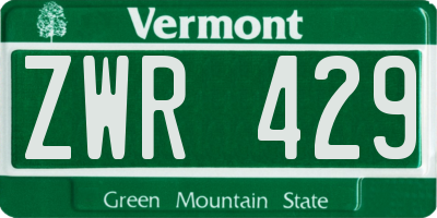 VT license plate ZWR429