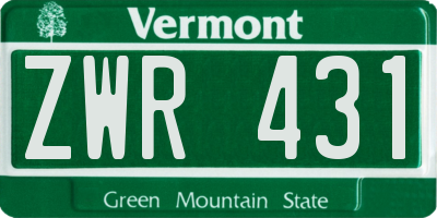 VT license plate ZWR431