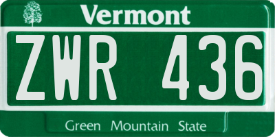 VT license plate ZWR436