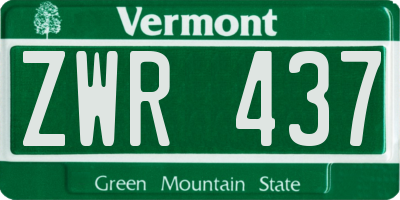 VT license plate ZWR437