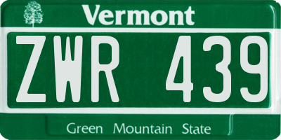 VT license plate ZWR439