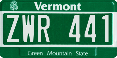 VT license plate ZWR441