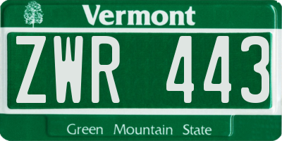 VT license plate ZWR443