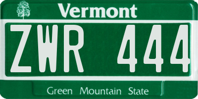 VT license plate ZWR444