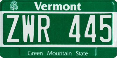 VT license plate ZWR445