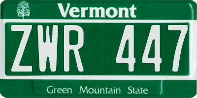 VT license plate ZWR447