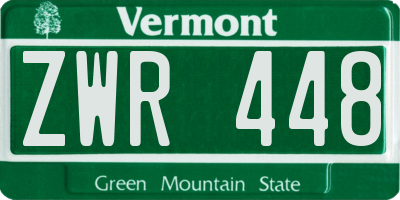 VT license plate ZWR448