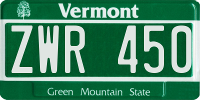 VT license plate ZWR450