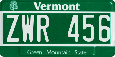 VT license plate ZWR456