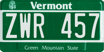 VT license plate ZWR457