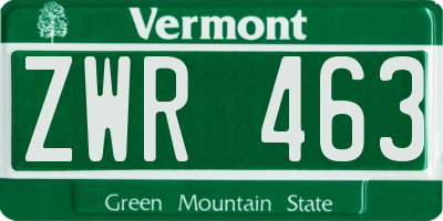VT license plate ZWR463