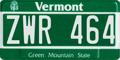 VT license plate ZWR464
