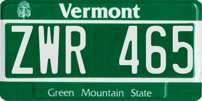 VT license plate ZWR465