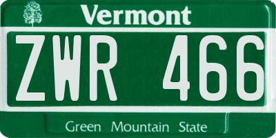 VT license plate ZWR466