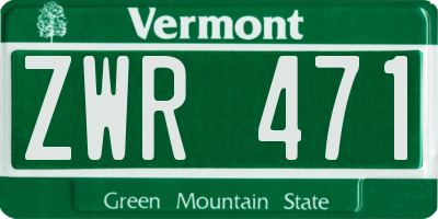 VT license plate ZWR471