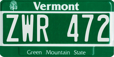 VT license plate ZWR472