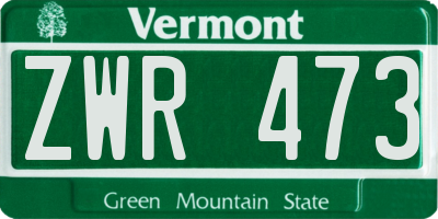 VT license plate ZWR473
