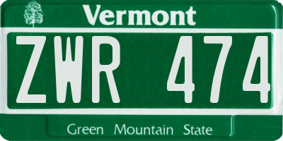 VT license plate ZWR474