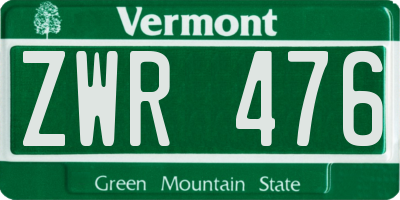 VT license plate ZWR476