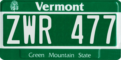 VT license plate ZWR477