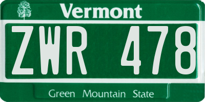 VT license plate ZWR478