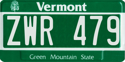 VT license plate ZWR479