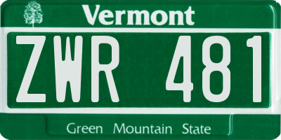 VT license plate ZWR481