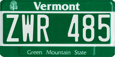VT license plate ZWR485