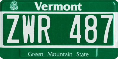VT license plate ZWR487