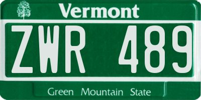 VT license plate ZWR489