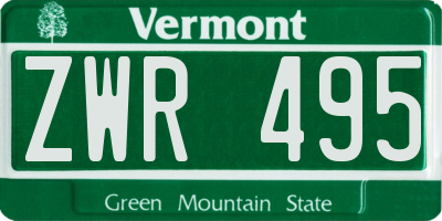 VT license plate ZWR495