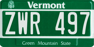 VT license plate ZWR497