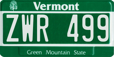VT license plate ZWR499