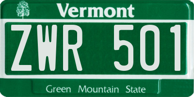 VT license plate ZWR501