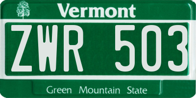 VT license plate ZWR503