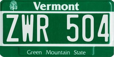 VT license plate ZWR504
