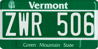 VT license plate ZWR506